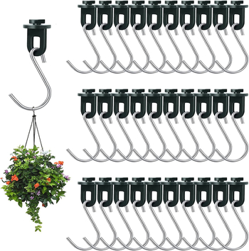 Пластмасова клип-фиксираща закачалка за висящи растения с S-образна неръждаема кука за външна градина
