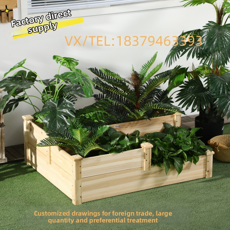 Medinė gėlių dėžė, statoma ant grindų, pastoraliniu stiliumi, skirta namų sodo darbams ir balkonų daržams