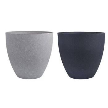 Gėlių vazonas iš dervos, kvėpuojantis, atsparus korozijai ir patvarus; tinkamas stalui ar grindims.