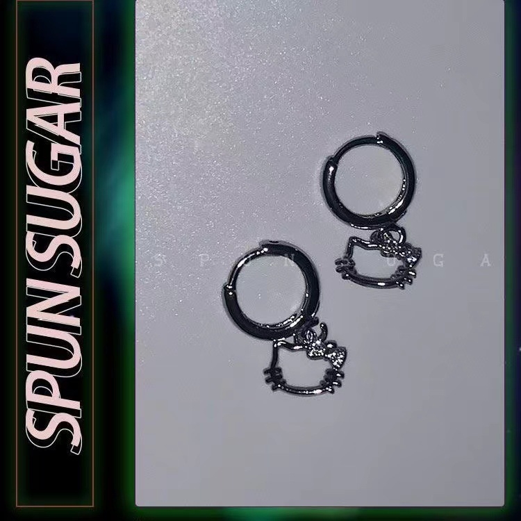 Auskarai — japonų/korėjiečių katės ausų dizainas, lydinys, elektroplatingas, 2024 m. vasaros leidimas