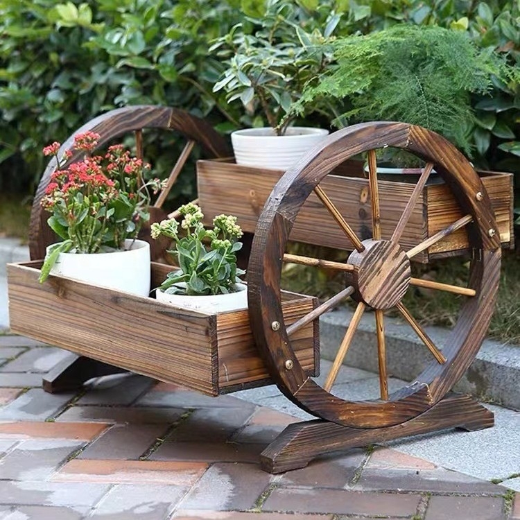 Medinis gėlių vazonas su grindų stovu, pastoralinio stiliaus, namų sodo reikmėms. Prekės ženklas Zhongbiao, Prekės kodas Ltao 1007063390