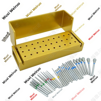 Dentālais komplekts ar 30 karborunduma frēzēm ar frēžu turētāju, augstas ātruma fresa kastē, polirošanas un slīpēšanas galviņas — iepakojums 200 kastēs