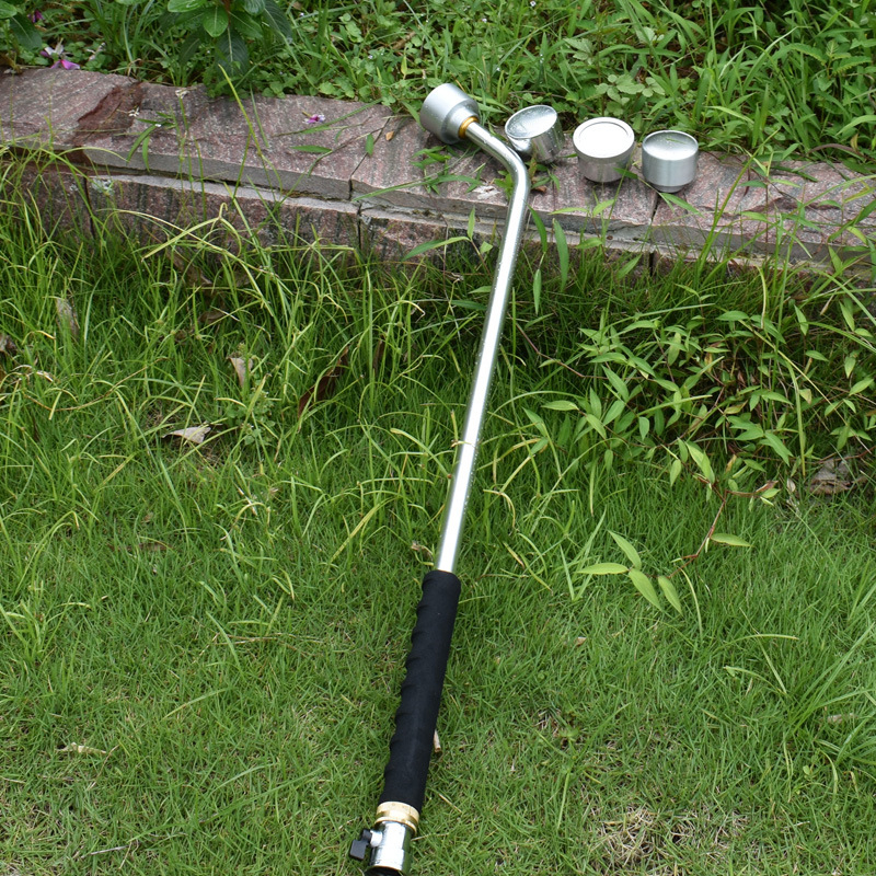 Алуминиев сплав спрей-пистолет за поливане с двойна дръжка (дълга и къса), деликатен мек поток; дюза за разсад с мрежа 1000–2000 за цветя и зеленчуци