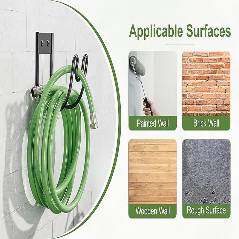 Стенно монтирана железна закачалка за маркуч и кабели за външен двор