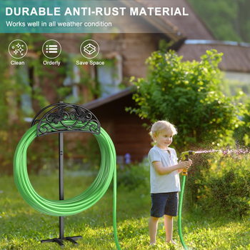 Benefit метален държач за градински маркуч, разглобяем, самостоятелна стойка, полирана повърхност