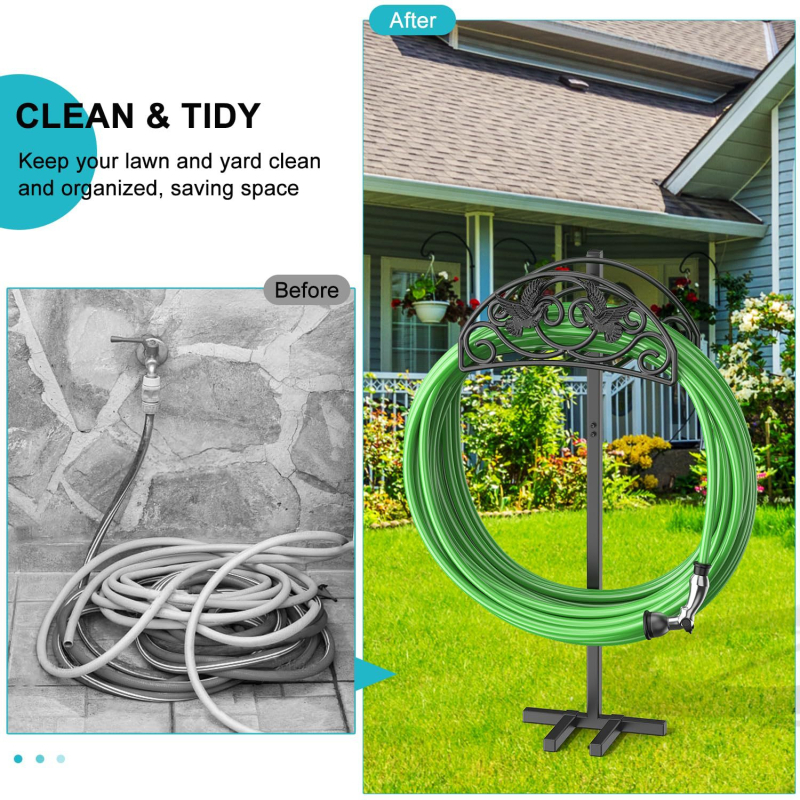 Benefit метален държач за градински маркуч, разглобяем, самостоятелна стойка, полирана повърхност