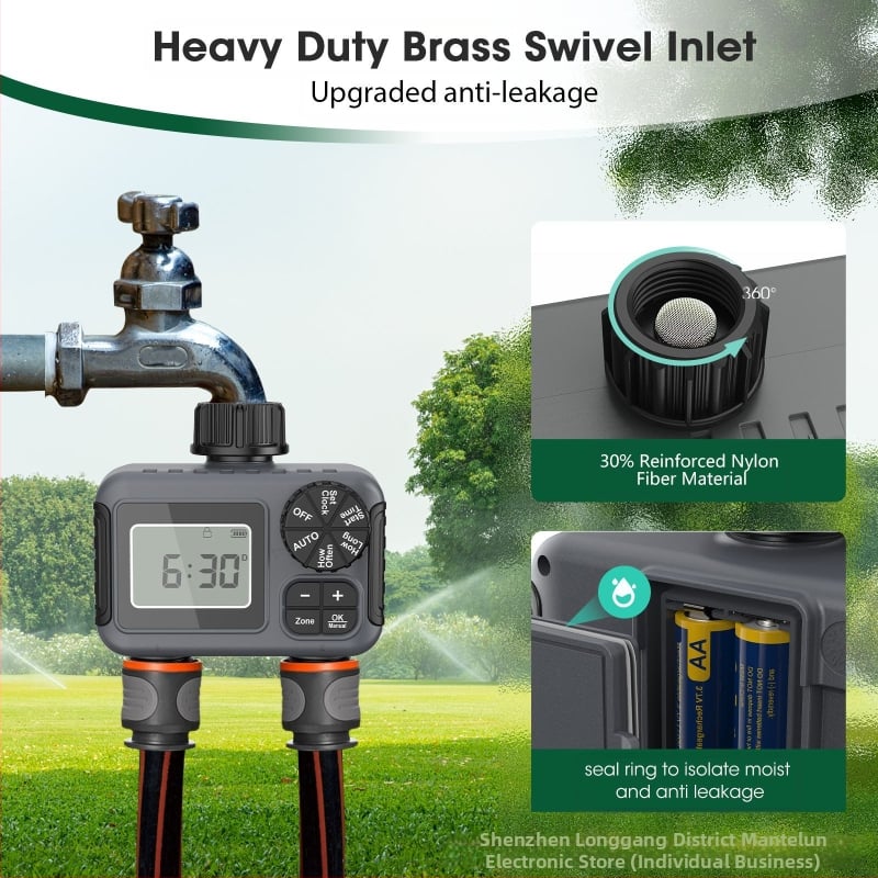 Temporizator pentru irigații prin picurare, cu programare inteligentă (material ABS; serie de irigații prin picurare; destinat spațiilor verzi publice și grădinilor)