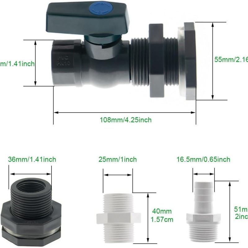 2 gab PVC lietus mucas krānu komplekts, 3/4 collas savienojums