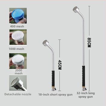 Пистолет за пръскане на разсад с подвижен накрайник, алуминиев корпус, дължина 18 и 32 инча, 6-точков вътрешен резбов конектор, превключвател от цинкова сплав
