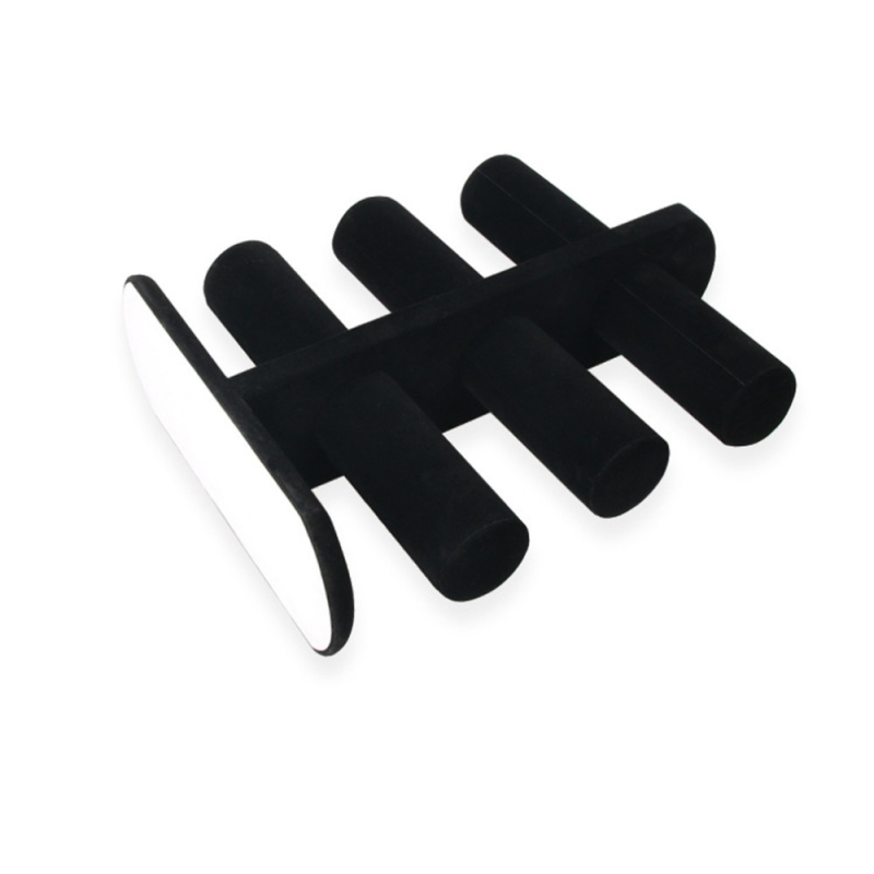 Vertikalus trijų lygių juvelyrinių parodų laikiklis iš medžio su flanelės įdaila, Wang Font stilius, spausdintas logotipas, be pritaikymo