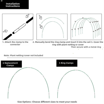 Rinkinys pluošto stiklo ir nerūdijančio plieno strypų sodo šiltnamio arkinei laikiklei (plastiku dengtos pluošto strypai)