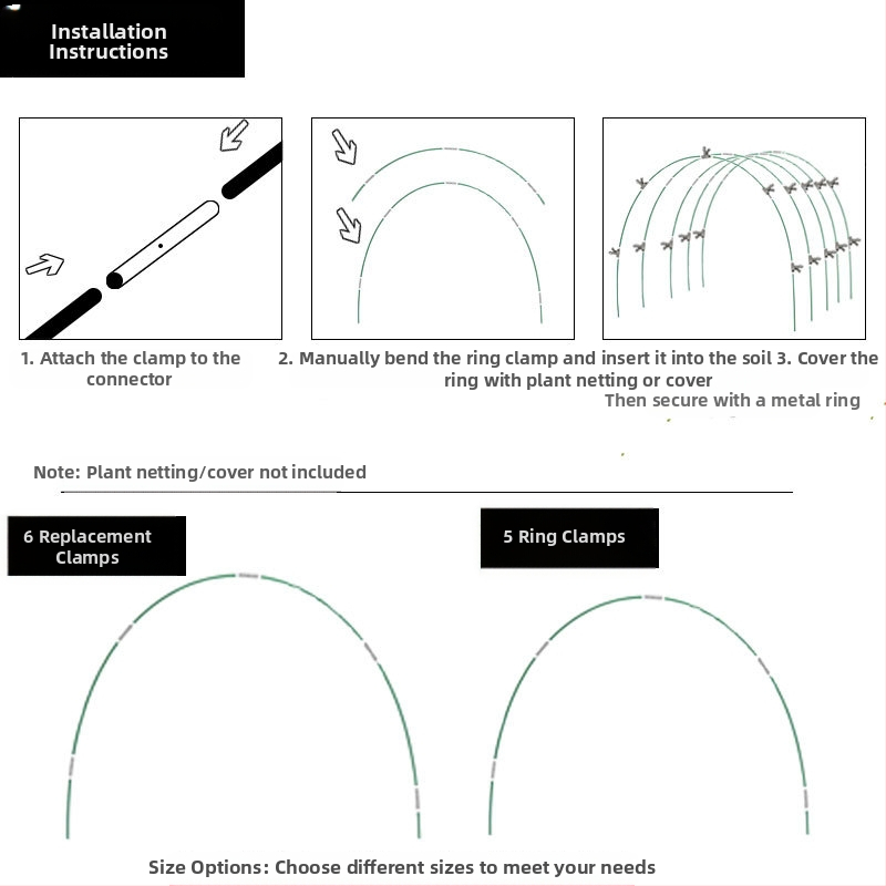 Комплект фибростъклени пръчки и неръждаема стомана за градинска оранжерия – аркова скоба, пластмасово покрити фибростъклени пръчки