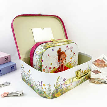 Virágos Tündér Kézitáska UV Nyomtatással, Papír Anyag, Rajzfilm Stílus, 2 Darabos Ajándékdoboz Készlet