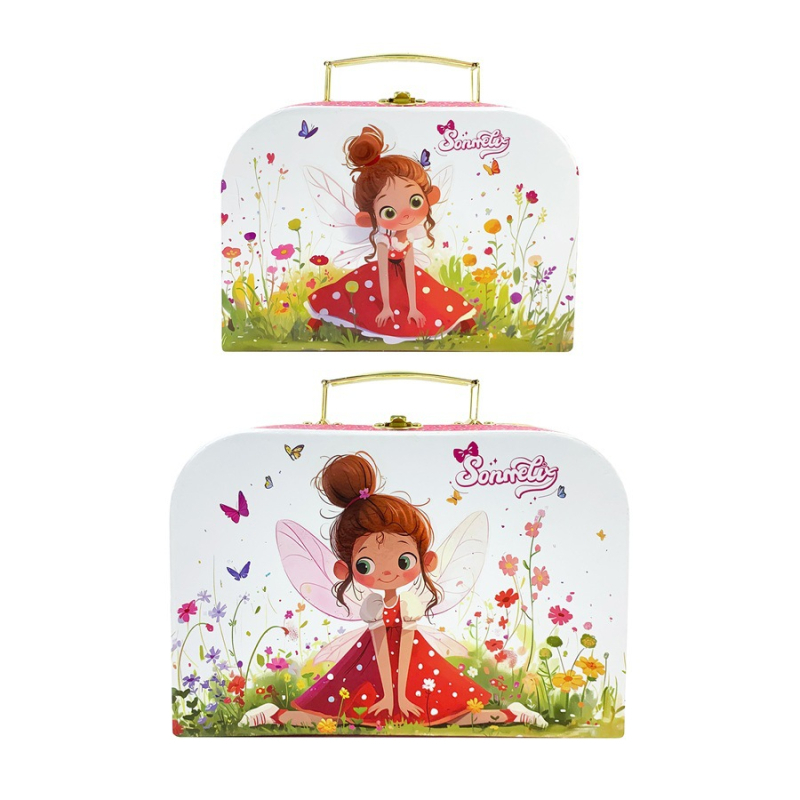 Virágos Tündér Kézitáska UV Nyomtatással, Papír Anyag, Rajzfilm Stílus, 2 Darabos Ajándékdoboz Készlet