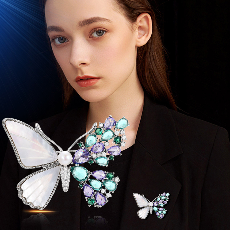 Καρφίτσα πεταλούδα από χαλκό, Mori στυλ, με ζωικό μοτίβο, ηλεκτροπλατιωμένη, διακοσμητικό αξεσουάρ