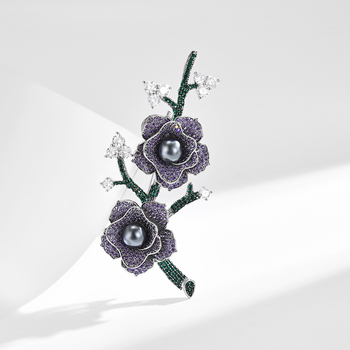 Καρφίτσα λουλουδιού σε vintage στυλ, χάλκινη με ηλεκτροπλατίωση, διακοσμητικό αξεσουάρ