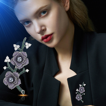 Καρφίτσα λουλουδιού σε vintage στυλ, χάλκινη με ηλεκτροπλατίωση, διακοσμητικό αξεσουάρ