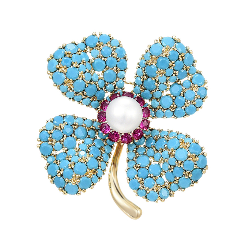 Vario spalvos gėlių formos segė su elektrogalvanizacijos danga, dekoratyvus aksesuaras moterims, mados stilius.