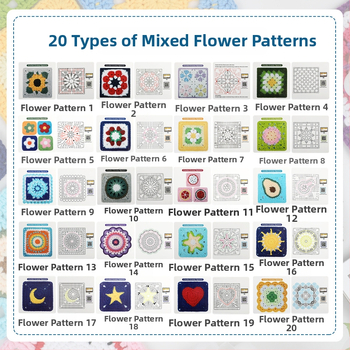 Klojimo rinkinys su iliustruotomis instrukcijomis 20 Granny plaid dalių – Zuo Man, šiuolaikinis stilius, 250 g, 100 vnt dėžutė