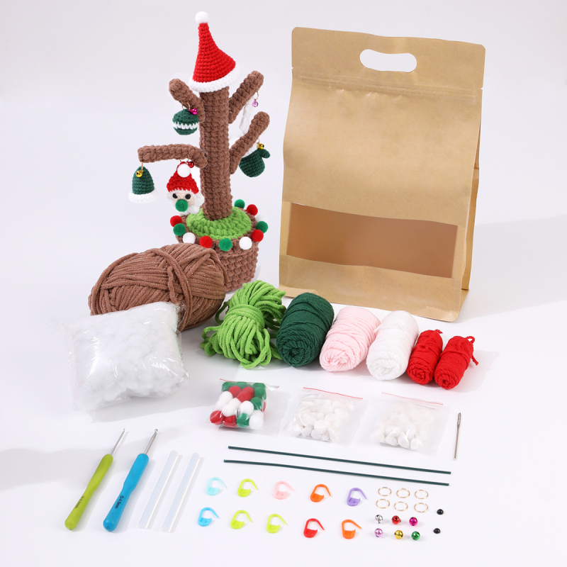 Пакет материали за кукиране на кукли – ръчно плетени коледни орнаменти за саксии, 50 бр./кутия, брутно тегло 0.33 кг, без обработка