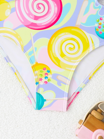 Κοριτσίστικο ολόσωμο μαγιό με κοψίματα — Πολυεστέρας, επένδυση πολυεστέρα, ηλικίες 6–12 ετών, κατάλληλο για κολύμβηση