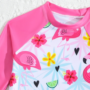 Σετ μαγιό δύο τεμαχίων για κορίτσια με μακριά μανίκια, κάτω μέρος σε τριγωνικό σχήμα, πολυεστέρας 82%