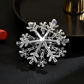 Καρφίτσα από χαλκό με μαργαριτάρι, διπλή νιφάδα χιονιού, επεξεργασία διαμαντιών, στυλ φως-πολυτέλειας, διακοσμητικό για γυναίκες