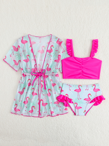 Κοριτσίστικο διπλό μαγιό για κορίτσια, υψηλή ελαστικότητα, ύφασμα πολυεστέρα, 82% πολυεστέρας, 135 g/m², κωδικός 2292