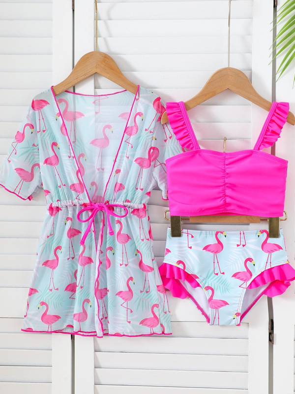 Két részes gyerek fürdőruha lányoknak, magas rugalmasságú, poliészter anyag, 82% poliészter, 135 g/m², kód 2292