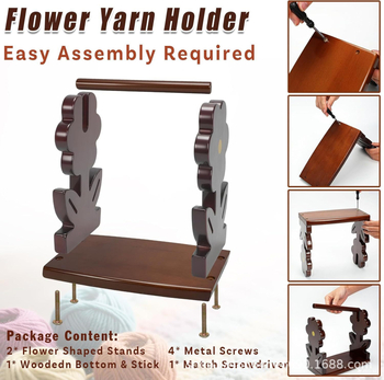 Ξύλινο περιστρεφόμενο ράφι νήματος για επιφάνεια εργασίας — απλό και μοντέρνο στυλ, εγκατάσταση σε επιφάνεια εργασίας, 1 επίπεδο