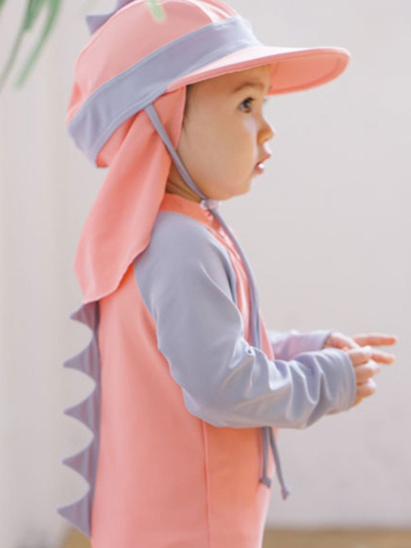 Μονοκόμματο παιδικό μαγιό για αγόρια με εκτύπωση καρτούν, υψηλή ελαστικότητα, ύφασμα πολυεστέρα με πλήρη εσωτερική επένδυση, μακριά μανίκια