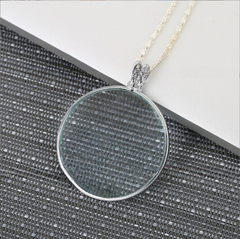 Didinamoji pakabukinė lupa su pilna metalo grandine, stikline lęšiu, nešiojama, aukštos skaidrumos