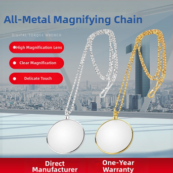 Didinamoji pakabukinė lupa su pilna metalo grandine, stikline lęšiu, nešiojama, aukštos skaidrumos