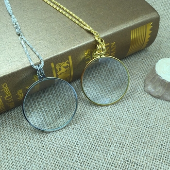 Didinamoji pakabukinė lupa su pilna metalo grandine, stikline lęšiu, nešiojama, aukštos skaidrumos