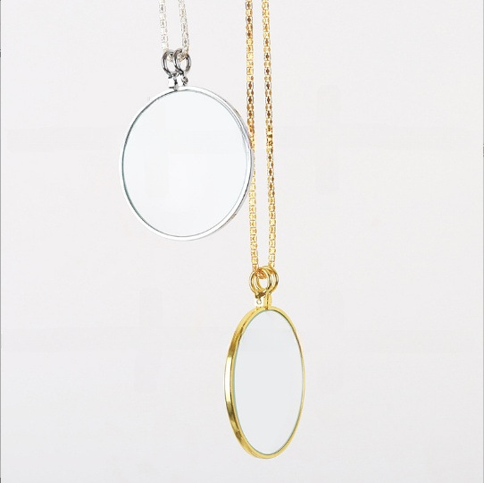 Didinamoji pakabukinė lupa su pilna metalo grandine, stikline lęšiu, nešiojama, aukštos skaidrumos