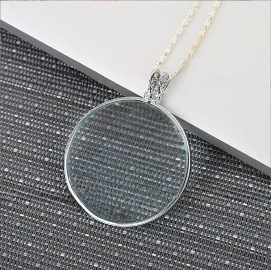 Didinamoji pakabukinė lupa su pilna metalo grandine, stikline lęšiu, nešiojama, aukštos skaidrumos