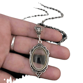 Κολιέ με γυάλινο μενταγιόν, κράμα, ηλεκτροπλατίωση, αλυσίδα σταυρού, ροκ στυλ