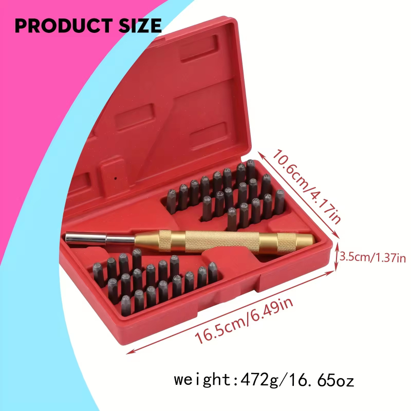 38 части метални букви за печати за DIY кожено гравиране, персонализируем