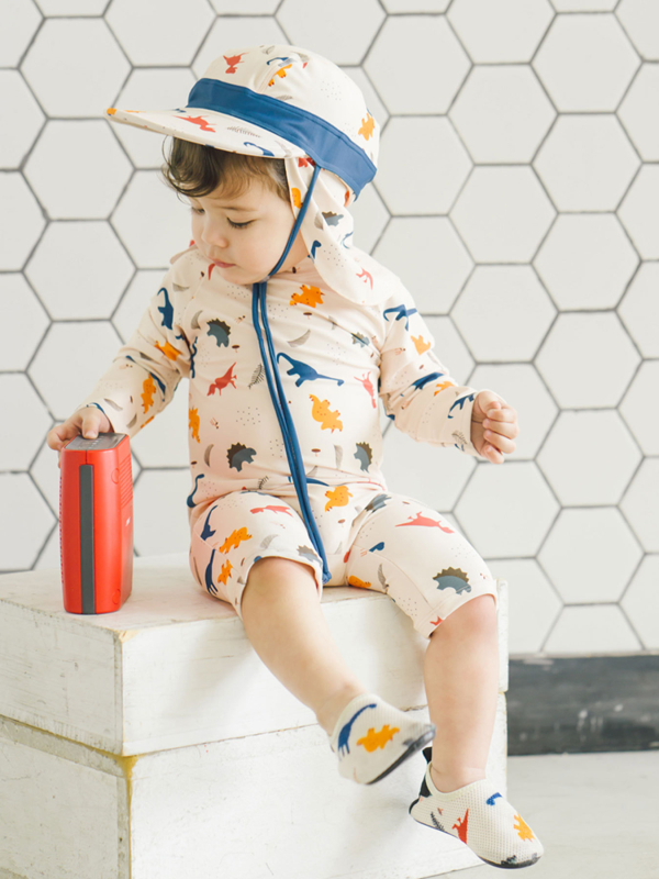 Berniukų viengijis maudymosi kostiumėlis, ilgomis rankovėmis, animacinis atspaudas, 80% poliesteris