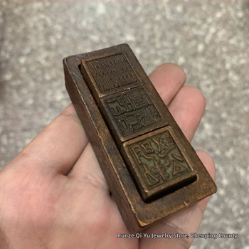 Trys viename antspaudų rinkinys (Medžiaga: lydinys; Kategorija: Geometrinė forma; Stilius: kinietiškas stilius)