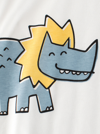 Детска тениска, корейски стил, карикатури с динозаври и животни, 100% памук, за деца 3-8 години