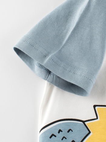 Детска тениска, корейски стил, карикатури с динозаври и животни, 100% памук, за деца 3-8 години