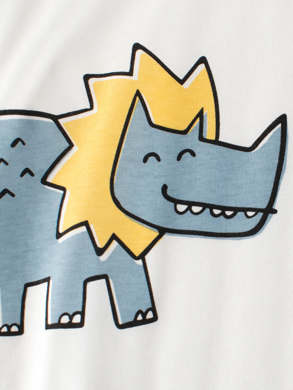 Детска тениска, корейски стил, карикатури с динозаври и животни, 100% памук, за деца 3-8 години