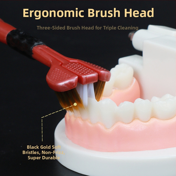 Brush Cool trijų šonų dantų šepetėlis, modelis 995, rankinis, 5 vnt., liežuvio skrapiklis