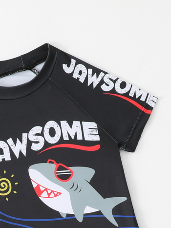 Δύο-τμήματα παιδικό μαγιό για αγόρια με καρτούν, κοντομάνικο πάνω και σλιπ, πολυεστέρας, ηλικίες 3–7