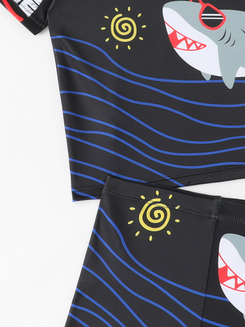 Δύο-τμήματα παιδικό μαγιό για αγόρια με καρτούν, κοντομάνικο πάνω και σλιπ, πολυεστέρας, ηλικίες 3–7