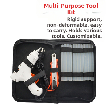 Prispôsobiteľná taška na nástroje pre uloženie sady pištoľ na tavné lepidlo, EVA potiahnuté Oxford plátno a PVC potiahnuté Oxford plátno, s hrubou kartónovou vložkou