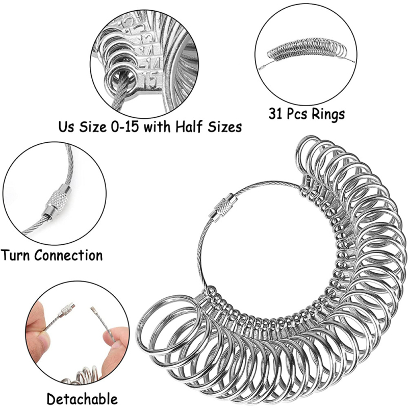 Alumínium gyűrűméret mérőeszköz - modell HXF33009-1; Méretek 30x10x2,5 cm; Tömeg 250 g