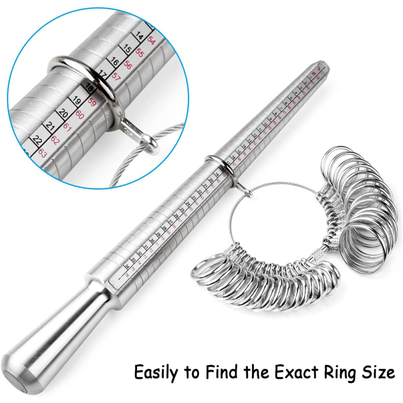 Alumínium gyűrűméret mérőeszköz - modell HXF33009-1; Méretek 30x10x2,5 cm; Tömeg 250 g