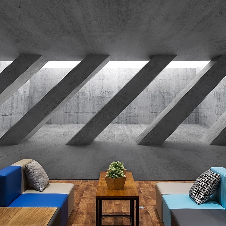 Retro pramoninio stiliaus cemento tapetai su 3D geometriniu dizainu, atsparus drėgmei šilko sienos audinys barų ir restoranų interjerams